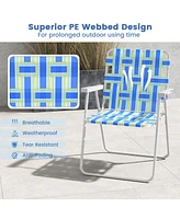 Gouun 4 Pieces Folding Beach Chair Camping Lawn Webbing Chair