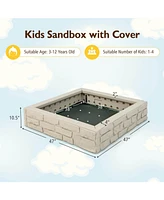 Gouun 2-In-1 Hdpe Kids Sandbox with Cover and Bottom Liner
