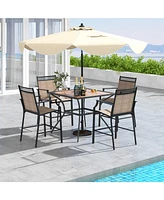 Gouun Patio Dining Table for 4 Square Bistro Table with Umbrella Holes