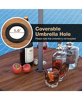 Gouun Pieces Outdoor Round Bar Table Set with 1.6 Inches Umbrella Hole