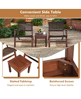 Gouun 3 Pieces Outdoor Wooden Patio Rattan Furniture Set