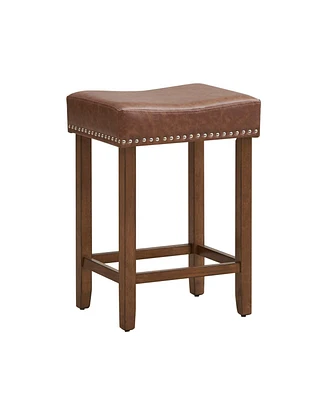 Gouun 24 Inch Upholstered Pu Leather Bar Stools Set of 2