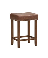 Gouun 24 Inch Upholstered Pu Leather Bar Stools Set of 2