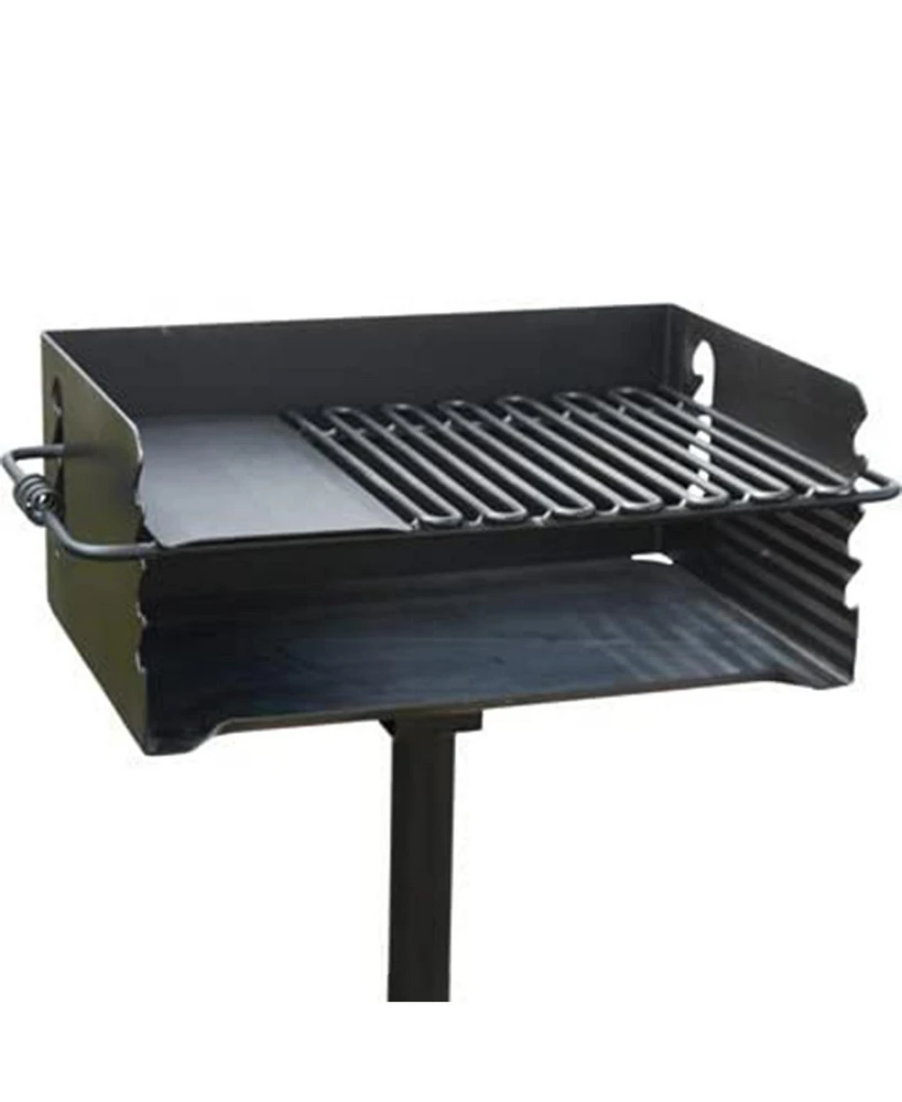 Pilot Rock Jumbo Park Style Steel Outdoor Bbq Charcoal Grill and Post, Black