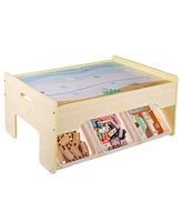 Hey Play 63-Piece Wooden Train Set with Table