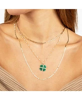 The Lovery Malachite Lucky Clover Charm 14K Gold 18 millimeters