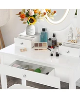 gaomon Vanity Table with Led Lighted Oval Mirror