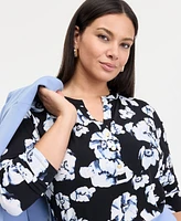 INC Plus Printed Split-Neck Top, Exclusively at Macy's