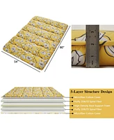 gaomon Japanese Floor Mattress Full, Thick Tatami Roll-Up Mattress for Camping & Guest Room, Yellow Flower Design