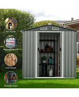 Gouun 6 x 4 Feet Galvanized Steel Storage Shed with Lockable Sliding Doors