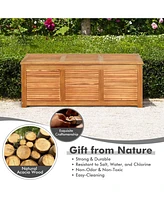 Gouun 47 Gallon Acacia Wood Storage Bench Box for Patio Garden Deck