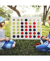 Gouun Wooden 4-in-a-row Game Set with 42 Pcs Chips and 600D Oxford Fabric Carrying Bag