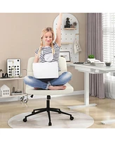 Gouun Height-adjustable Armless Desk Chair with Wheels for Home Office Make Up