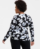 INC Plus Printed Dolman-Sleeve Surplice-Neck Top, Exclusively at Macy's