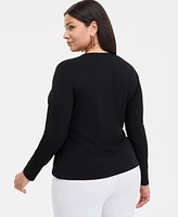 INC Plus Dolman-Sleeve Surplice-Neck Top, Exclusively at Macy's