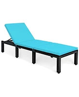 Gouun Patio Rattan Cushioned Height Adjustable Lounge Chair