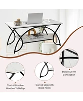 Gouun 2-Tier Faux Marble Table with Marble Top and Metal Frame