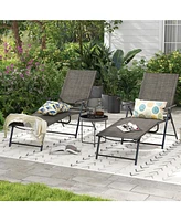 Gouun 2 Piece Patio Folding Chaise Lounge Chairs Recliner with 6-Level Backrest