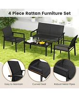 Gouun 4 Pieces Patio Furniture Set with Heavy Duty Galvanized Metal Frame