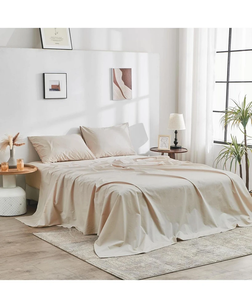 Doz by Sijo Doz 100% Gots Certified Organic Percale Cotton Sheet Set, Hotel Crisp Cool, Breathable