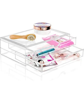 Sorbus 2 Clear Large Stackable Acrylic Drawers - for Organizing Make up, Nail Polish, Hair Accessories, and Beauty Supplies