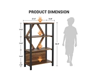 gaomon 4 Tier Bookshelf with Led Lights, Tall Bookcase with Open Display Shelves
