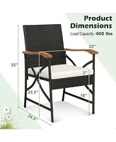 Gymax Set of Pe Wicker Dining Chairs w/ Soft Zippered Cushions Armchairs Patio