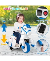 Gymax 12V Kids Ride on Unicorn Toy w/ Training Wheels Music One-button Start Horse Toy