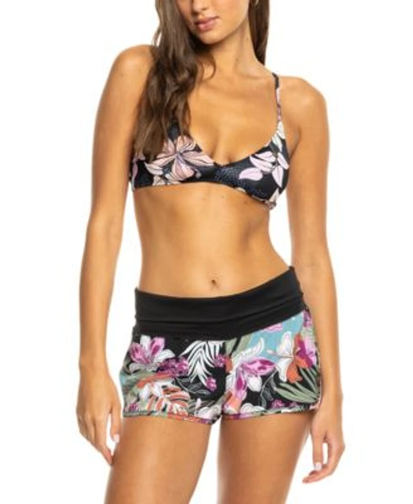 Roxy Juniors Printed Cross Back Bikini Top Swim Shorts