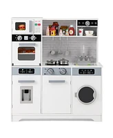 Gymax ids Play Kitchen Toy Set w/ Water Dispenser Sink Faucet Microwave Oven Utensils