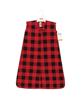 Hudson Baby Boys Cotton Sleeveless Wearable Sleeping Bag, Sack, Blanket, Buffalo Plaid, 0-6 Months