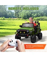 Qaba 12V Ride on Car, Utv w/ Bluetooth, 4 Suspension Wheels