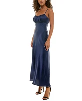 B Darlin Juniors' Emma Satin Strappy Scoop-Back Gown