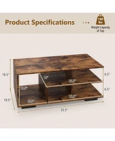 Gouun Rectangular Table with L-shaped Middle Shelf