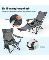 Gouun Camping Lounge Chair with Detachable Footrest Adjustable Backrest
