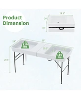 Gouun 5 Ft Folding Ice Cooler Table with Double Sinks for Camping Party Picnic Wedding