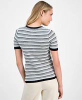 Anne Klein Women's Stripe Stitch Crewneck Top