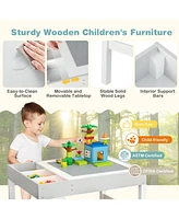 Gouun 3 in 1 Wooden Kids Table with Storage and Double-Sided Tabletop