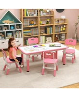 Gouun Kids Table and Chairs Set for 4 with Graffiti Desktop