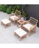 Gouun 5 Piece Patio Wicker Sofa Set with Seat and Back Cushions