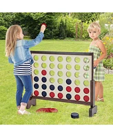 Gouun Wooden4-in-a-row Game Set with 42 Pcs Chips and 600D Oxford Fabric Carrying Bag
