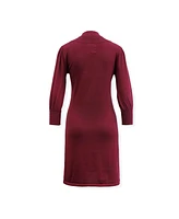 Hope & Henry Women's Long Puff Sleeve Mock Neck Sweater Dress