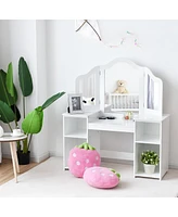 Gouun Kids Tri Folding Mirror Makeup Dressing Vanity Table Set