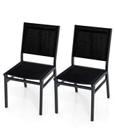 Gouun Outdoor Dining Chairs with Breathable Seat Backrest for Backyard Porch Poolside-Set of 2