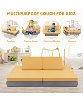 Gouun 4 Pieces Convertible Kids Couch Set with 2 Folding Mats