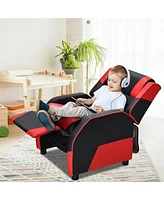 Gouun Kids Youth Pu Leather Gaming Sofa Recliner with Headrest and Footrest