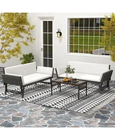 Gouun Outdoor Convertible Sofa Daybed with Adjustable Armrests for Balcony-Off