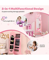 Gouun Kids Jewelry Armoire Cabinet with Storage and 2 Tilt Angles