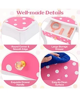 Gouun Princess Pretend Play Makeup Dressing Table with Cute Polka Dot Print