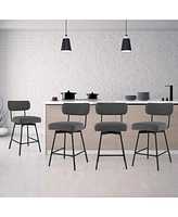 Gouun 25 Inch 2-Piece Modern Upholstered Bar Stools with Back and Footrests